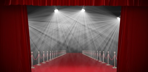 Poster - composite image of curtains of red color