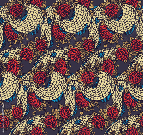 Seamless chinese dragon texture Tableau sur Toile