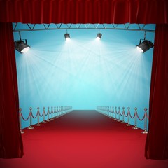 Poster - composite image of curtains of red color