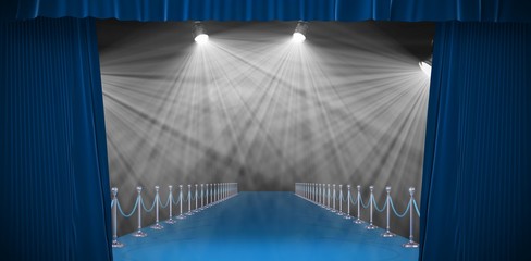 Poster - composite image of curtains of blue color