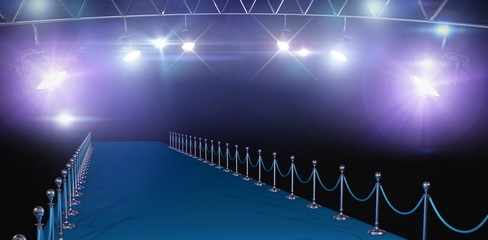 Poster - composite image of curtains of blue color