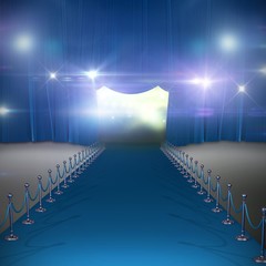 Poster - composite image of curtains of blue color