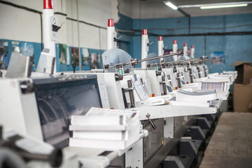 stitching and trimming line in the printing-house