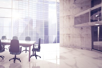 Canvas Print - Composite image of empty office chairs and table