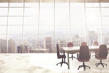 Wall Mural - Composite image of empty office chairs and table