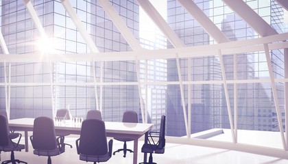 Poster - composite image of empty office chairs and table