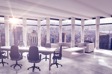 Poster - composite image of empty office chairs and table
