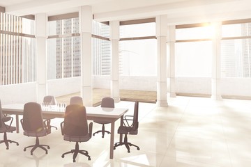 Poster - composite image of empty office chairs and table
