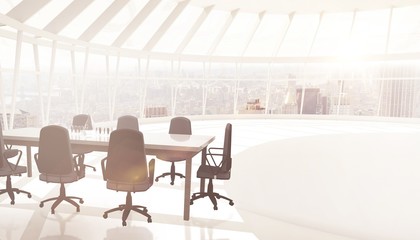 Poster - composite image of empty office chairs and table
