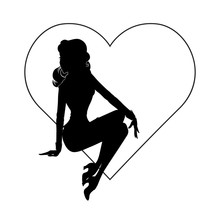 Shadow Silhouette Of Hot Girl In Heart
