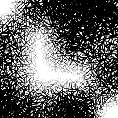 Poster - Pattern / texture with random rotating lines. Abstract black and white illustration
