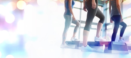 Poster - Composite image of three women in aerobics class