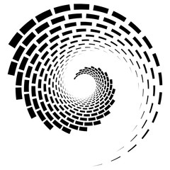 Aufkleber - Abstract geometric spiral, ripple element with circular, concentric lines. Abstract monochrome element