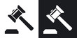 Vector judge gavel icon. Two-tone version on black and white background