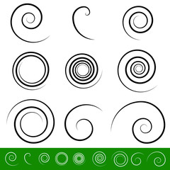 Aufkleber - Spiral, vortex element set. 9 different circular shapes. Spiral set.