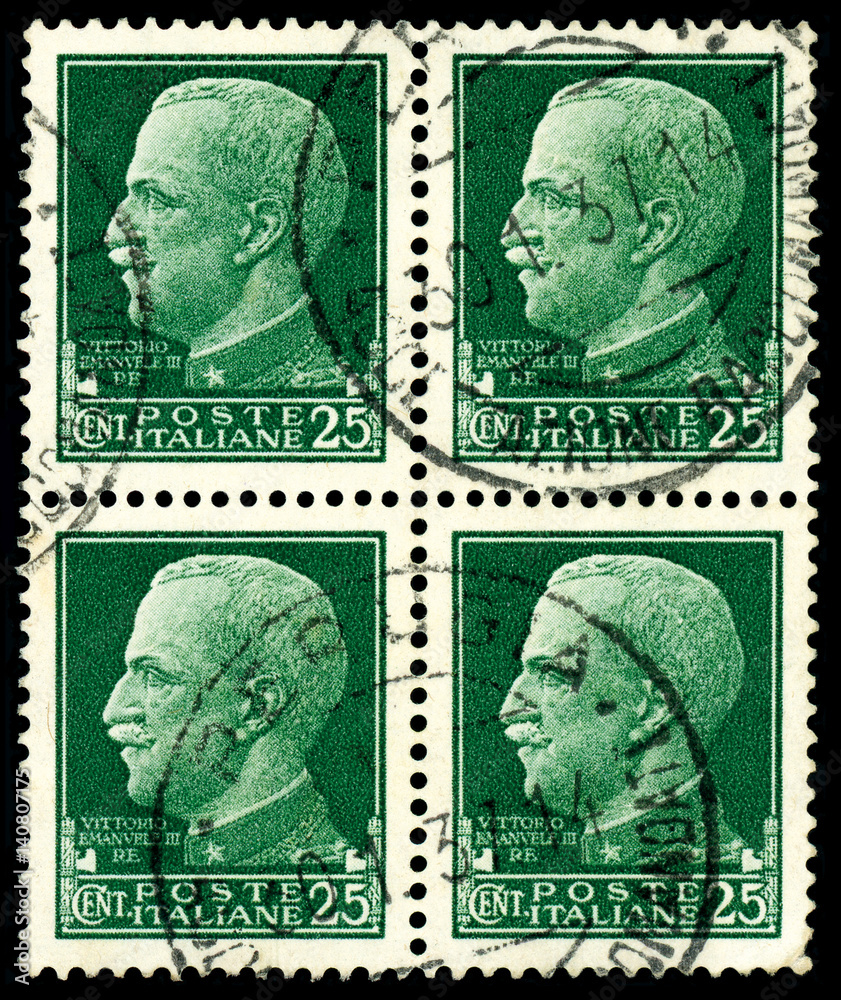 Old Italian stamps. Dated 1929. King Vittorio Emanuele III