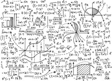 Math Education Vector Pattern With Handwritten Formulas, Tasks,