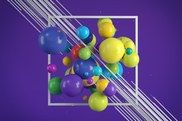 Poster - Multicolored decorative balls. Abstract illustration. 3D rendering