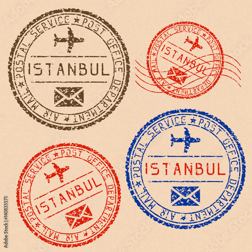 Fotografia, Obraz Istanbul mail stamps collection. Faded colored impress