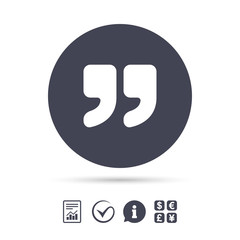 Quote sign icon. Quotation mark symbol.