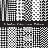 Fototapeta  - Black and White Fashion Prints Seamless Patterns. Houndstooth, Herringbone, Triangle, Cross, Lattice, Polka Dot and Chevron Geometric Backgrounds. Pattern Swatches Included in Vector File.