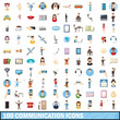 © ylivdesign - 100 communication  icons set, cartoon style