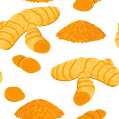 Turmeric vector seamless pattern