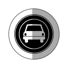 Poster - black emblem round front car icon, vector illustration design