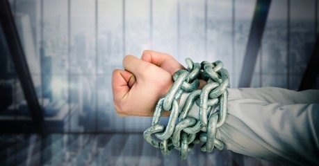 Poster - Businessman hands bound in chains