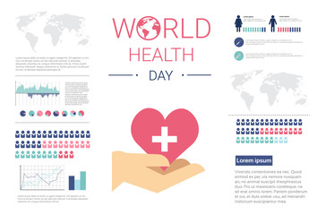 Health World Day Global Holiday Banner With Copy Space Flat Vector Illustration