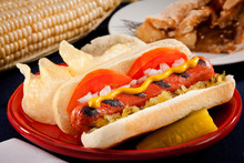 Hotdog Sandwich On Plate