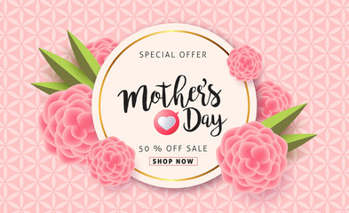 mothers day sale background layout with beautiful colorful flower for banners,wallpaper,flyers, invi