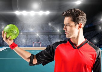 Wall Mural - Man holding handball at handball court