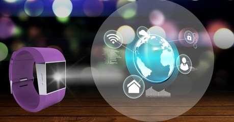 Poster - Digitally generated image of smart watch and digital interface