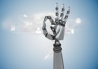 Poster - Robotic hand gesturing against digitally generated background