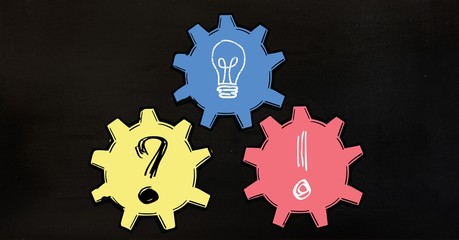 Poster - Conceptual image of bulb and gear icon