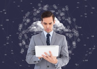 Poster - Connecting Icons Clouds Tablet