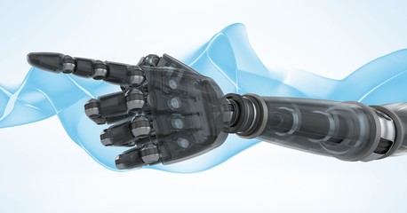 Poster - Robot hand with blue and white background