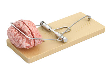 Poster - Brain in mousetrap, 3D rendering