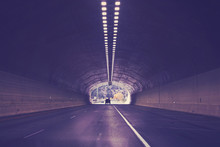 Tunnel On Interstate Highway 70, Color Toned Picture, Colorado, USA.