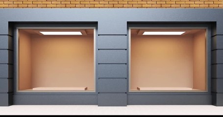 Wall Mural - 4k. modern empty store front with big windows.