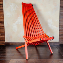 Modern Red Wooden Folding Deckchair Concept. Design / Interior Redecoration & Renovation Conceptual