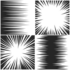 Poster - horizontal and radial speed lines graphic manga comic drawing vector backgrounds set