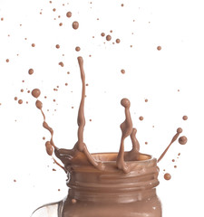 Sticker - Milk chocolate splash over white background