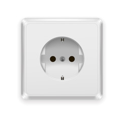 Poster - Realistic Plastic Power Socket Europe Type Electric. Vector