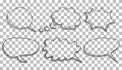 speech bubbles icon set. hand drawn vector illustration on isolated background.