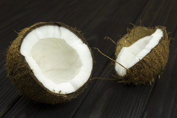 Wall Mural - coconut pulp fresh tropical brown black organic coconut milk