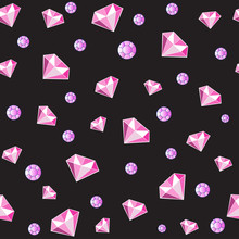 Pink Diamonds Seamless Pattern On The Black Background