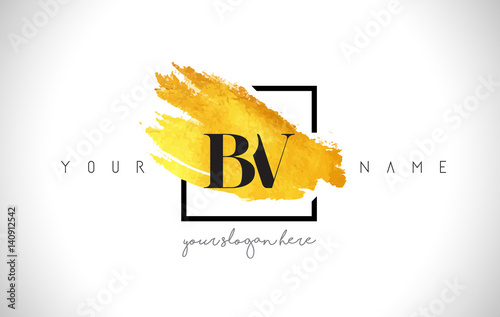 Bv Golden Letter Logo Design With Creative Gold Brush Stroke Buy This Stock Vector And Explore Similar Vectors At Adobe Stock Adobe Stock