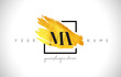 MA Golden Letter Logo Design with Creative Gold Brush Stroke